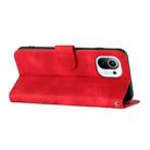 For Xiaomi Mi 11 Line Pattern Skin Feel Leather Phone Case(Red) - 3