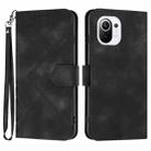 For Xiaomi Mi 11 Line Pattern Skin Feel Leather Phone Case(Black) - 1