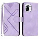 For Xiaomi Mi 11 Lite 4G/5G Line Pattern Skin Feel Leather Phone Case(Light Purple) - 1