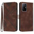 For Xiaomi 11T/11T Pro Line Pattern Skin Feel Leather Phone Case(Coffee) - 1