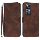 For Xiaomi Redmi K50 Ultra/12T/12T Pro Line Pattern Skin Feel Leather Phone Case(Coffee) - 1