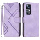 For Xiaomi Redmi K50 Ultra/12T/12T Pro Line Pattern Skin Feel Leather Phone Case(Light Purple) - 1