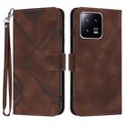 For Xiaomi 13 Line Pattern Skin Feel Leather Phone Case(Coffee) - 1