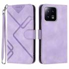 For Xiaomi 13 Line Pattern Skin Feel Leather Phone Case(Light Purple) - 1