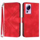 For Xiaomi Civi 2 Line Pattern Skin Feel Leather Phone Case(Red) - 1