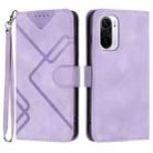 For Xiaomi Poco F3/11i/Redmi K40 Line Pattern Skin Feel Leather Phone Case(Light Purple) - 1