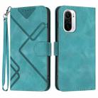 For Xiaomi Poco F3/11i/Redmi K40 Line Pattern Skin Feel Leather Phone Case(Light Blue) - 1