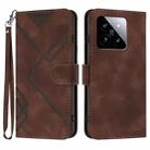 For Xiaomi 14 Line Pattern Skin Feel Leather Phone Case(Coffee) - 1