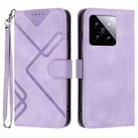 For Xiaomi 14 Line Pattern Skin Feel Leather Phone Case(Light Purple) - 1