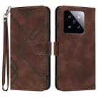 For Xiaomi 14 Pro Line Pattern Skin Feel Leather Phone Case(Coffee) - 1