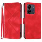 For Xiaomi Redmi 13C Line Pattern Skin Feel Leather Phone Case(Red) - 1