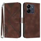 For Xiaomi Redmi 13C Line Pattern Skin Feel Leather Phone Case(Coffee) - 1