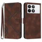 For Xiaomi Redmi K70 Line Pattern Skin Feel Leather Phone Case(Coffee) - 1