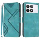 For Xiaomi Redmi K70 Line Pattern Skin Feel Leather Phone Case(Light Blue) - 1