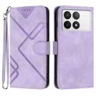 For Xiaomi Redmi K70E Line Pattern Skin Feel Leather Phone Case(Light Purple) - 1