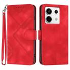 For Xiaomi Redmi Note 13 Pro 4G Line Pattern Skin Feel Leather Phone Case(Red) - 1