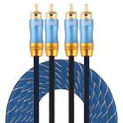 EMK 2 x RCA Male to 2 x RCA Male Gold Plated Connector Nylon Braid Coaxial Audio Cable for TV / Amplifier / Home Theater / DVD, Cable Length:3m(Dark Blue) - 1