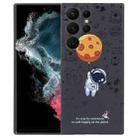 For Samsung Galaxy S22 Ultra 5G Astronaut Pattern Silicone Straight Edge Phone Case(Planet Landing-Black) - 1