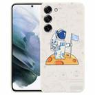 For Samsung Galaxy S21 5G Astronaut Pattern Silicone Straight Edge Phone Case(Planet Landing-White) - 1