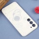 For Samsung Galaxy S21 Ultra 5G Astronaut Pattern Silicone Straight Edge Phone Case(Flying Astronaut-White) - 3