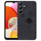 For Samsung Galaxy A14 Astronaut Pattern Silicone Straight Edge Phone Case(Flying Astronaut-Black) - 1