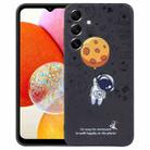 For Samsung Galaxy A14 Astronaut Pattern Silicone Straight Edge Phone Case(Planet Landing-Black) - 1