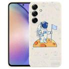 For Samsung Galaxy A54 5G Astronaut Pattern Silicone Straight Edge Phone Case(Planet Landing-White) - 1