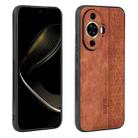 For Huawei nova 11 AZNS 3D Embossed Skin Feel Phone Case(Brown) - 1