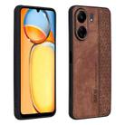 For Xiaomi Poco C65/Redmi 13C AZNS 3D Embossed Skin Feel Phone Case(Brown) - 1