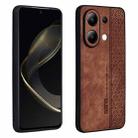 For Xiaomi Redmi Note 13 4G AZNS 3D Embossed Skin Feel Phone Case(Brown) - 1