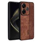 For Xiaomi Redmi 13 4G Global AZNS 3D Embossed Skin Feel Phone Case(Brown) - 1