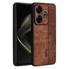 For Xiaomi Redmi Note 13R AZNS 3D Embossed Skin Feel Phone Case(Brown) - 1