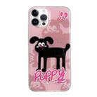 For iPhone 14 Pro IMD Cute Animal Pattern Phone Case(Black Puppy) - 1