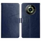 For Realme 11 Pro 5G / 11 Pro+ 5G HT01 Y-shaped Pattern Flip Leather Phone Case(Blue) - 1