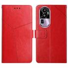 For Reno10 HT01 Y-shaped Pattern Flip Leather Phone Case(Red) - 1