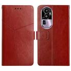 For Reno10 HT01 Y-shaped Pattern Flip Leather Phone Case(Brown) - 1