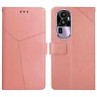 For Reno10 HT01 Y-shaped Pattern Flip Leather Phone Case(Pink) - 1