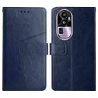 For Reno10 Pro HT01 Y-shaped Pattern Flip Leather Phone Case(Blue) - 1