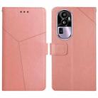 For Reno10 Pro HT01 Y-shaped Pattern Flip Leather Phone Case(Pink) - 1