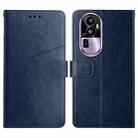 For Reno10 Pro+ China HT01 Y-shaped Pattern Flip Leather Phone Case(Blue) - 1