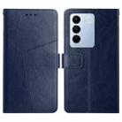 For vivo V27E 4G Global HT01 Y-shaped Pattern Flip Leather Phone Case(Blue) - 1