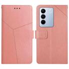 For vivo V27E 4G Global HT01 Y-shaped Pattern Flip Leather Phone Case(Pink) - 1