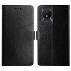 For vivo Y02A 4G / Y02 4G / Y11 2023 HT01 Y-shaped Pattern Flip Leather Phone Case(Black) - 1