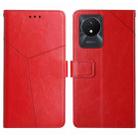 For vivo Y02A 4G / Y02 4G / Y11 2023 HT01 Y-shaped Pattern Flip Leather Phone Case(Red) - 1