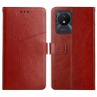 For vivo Y02A 4G / Y02 4G / Y11 2023 HT01 Y-shaped Pattern Flip Leather Phone Case(Brown) - 1