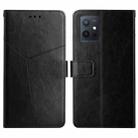 For vivo Y55S 5G 2023 / Y55 5G / T1 5G HT01 Y-shaped Pattern Flip Leather Phone Case(Black) - 1