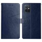 For vivo Y55S 5G 2023 / Y55 5G / T1 5G HT01 Y-shaped Pattern Flip Leather Phone Case(Blue) - 1