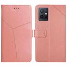 For vivo Y55S 5G 2023 / Y55 5G / T1 5G HT01 Y-shaped Pattern Flip Leather Phone Case(Pink) - 1