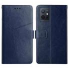 For vivo Y75 5G Global HT01 Y-shaped Pattern Flip Leather Phone Case(Blue) - 1