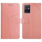 For vivo Y75 5G Global HT01 Y-shaped Pattern Flip Leather Phone Case(Pink) - 1